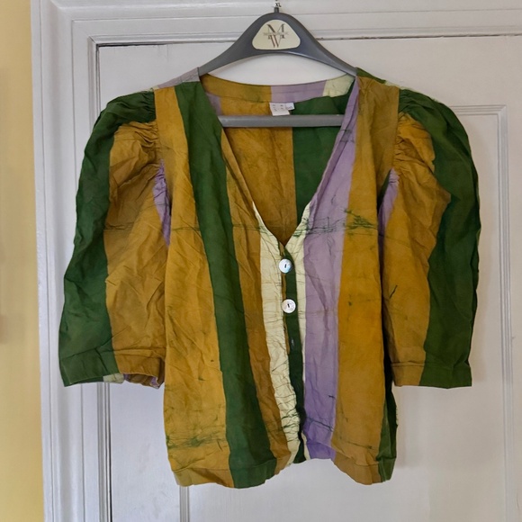 Osei Duro Organic Cotton Vibrant Striped Blouse in Sz. 3XL - Picture 1 of 11